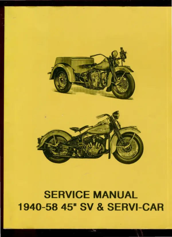 Manual De Serviços – Harley Davidson – SERVI-CAR – SV – 1940 – 1958
