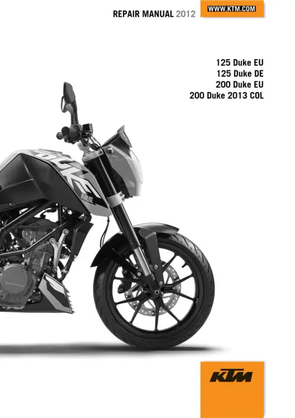 Manual De Serviços – Ktm – 125 – 200 Duke Orange – 2012 – 2013