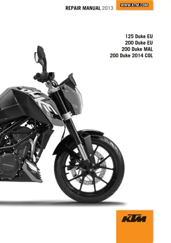 Manual De Serviços – Ktm – 125 – 200 Duke Orange – 2013 – 2014