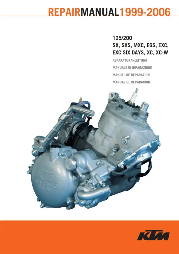 Manual De Serviços – Ktm – 125 – 200 – SX – SXS – MXC – EGS – EXC – EXC SIX DAYS – XC – XC-W – 1999 – 2006