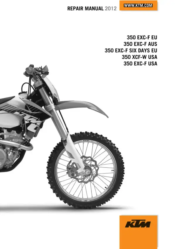 Manual De Serviços – Ktm – 350 EXC-F – EXC-F SIX DAYS – XCF-W – 2012