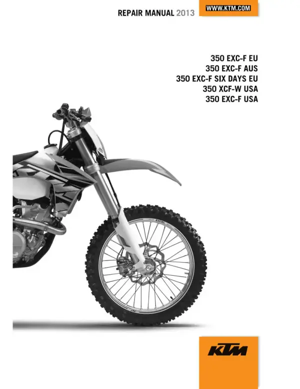 Manual De Serviços – Ktm – 350 EXC-F – EXC-F SIX DAYS – XCF-W – 2013